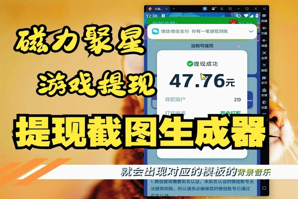 聚星游戏提现截图生成工具 带提示音动态录制引流神器