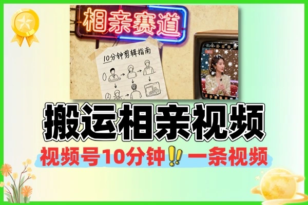 视频号搬运相亲赛道10分钟一条视频