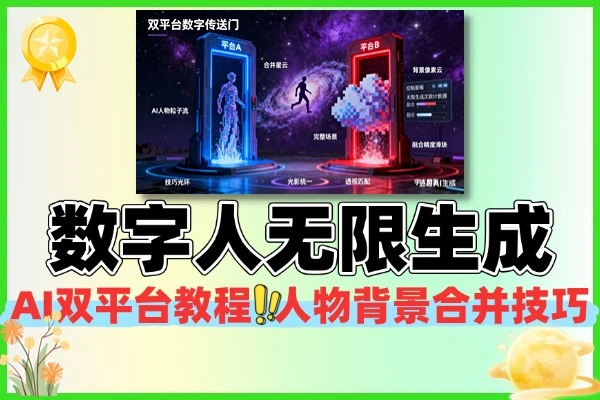 AI数字人双平台无限次生成教程人物背景合并技巧